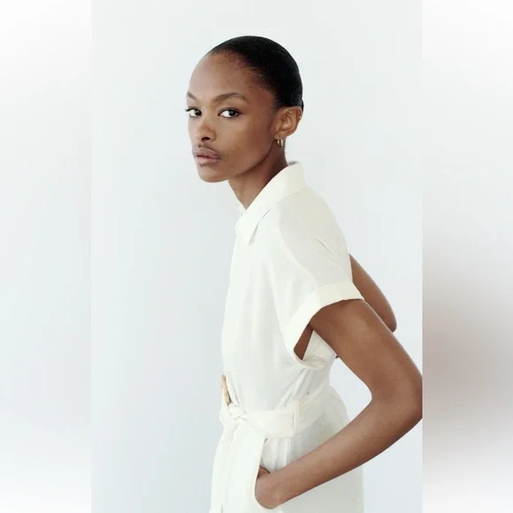 Zara GRECIAN PRINT SHIRT DRESS Size XS NWT - Picture 5 of 12